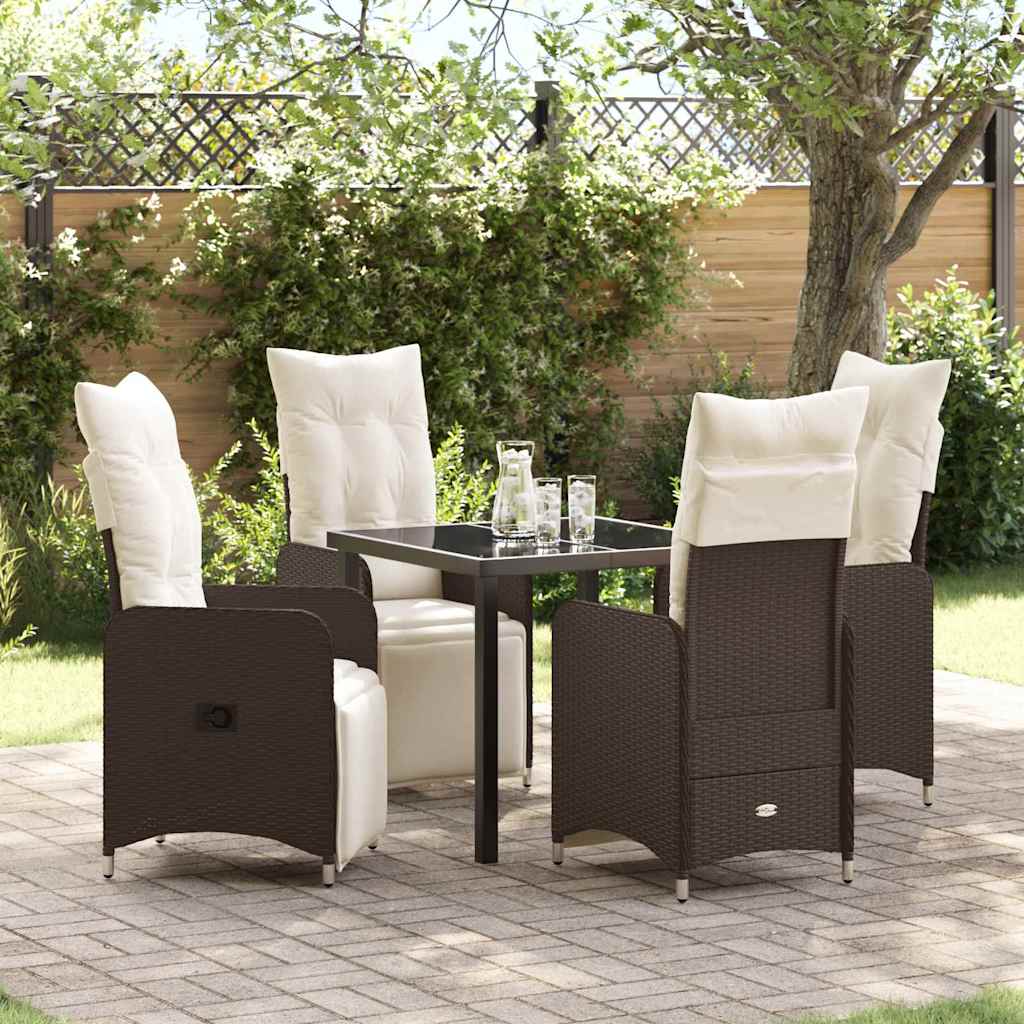 Tuin eettafelset 5 pcs Bruin poly rattan – afbeelding 1