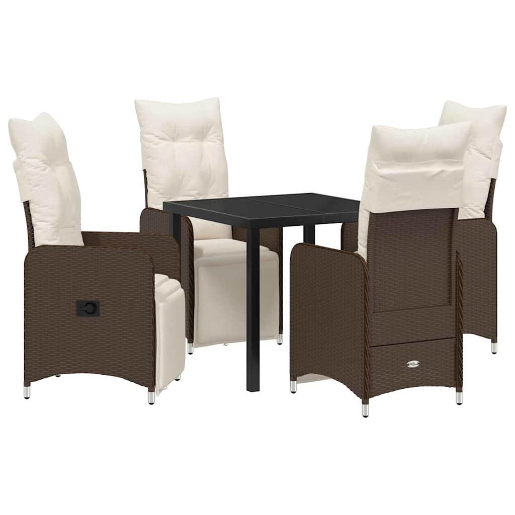 Tuin eettafelset 5 pcs Bruin poly rattan – afbeelding 2