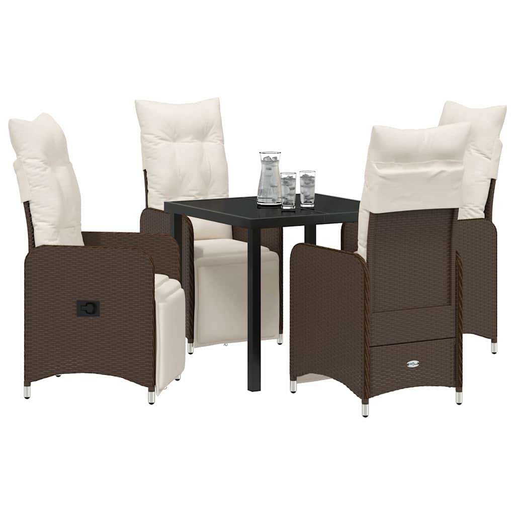 Tuin eettafelset 5 pcs Bruin poly rattan – afbeelding 3