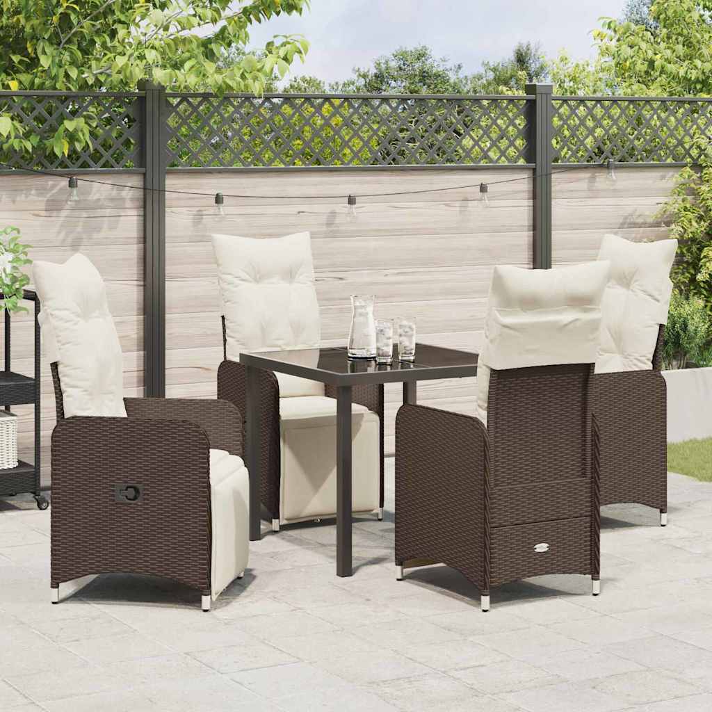 Tuin eettafelset 5 pcs Bruin poly rattan – afbeelding 4