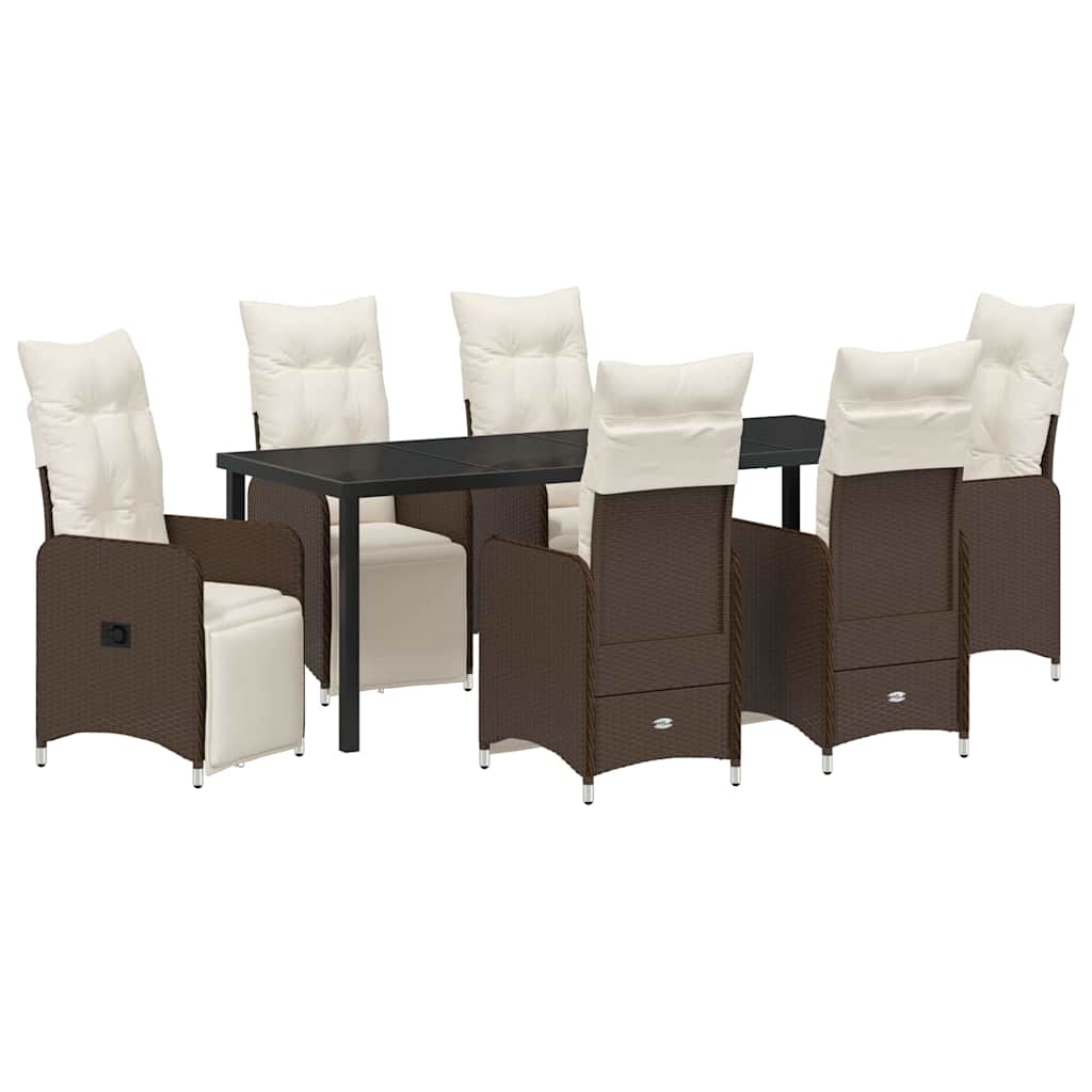 Tuin eettafelset 7 pcs Bruin poly rattan – afbeelding 2