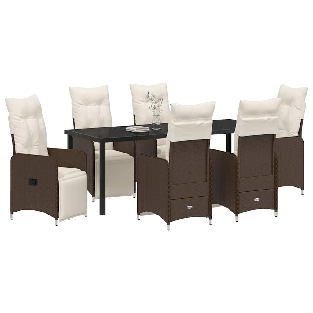 Tuin eettafelset 7 pcs Bruin poly rattan – afbeelding 3
