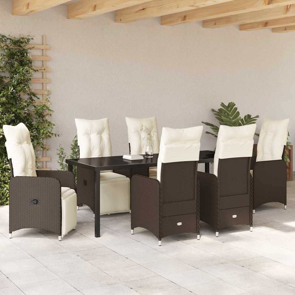 Tuin eettafelset 7 pcs Bruin poly rattan – afbeelding 4