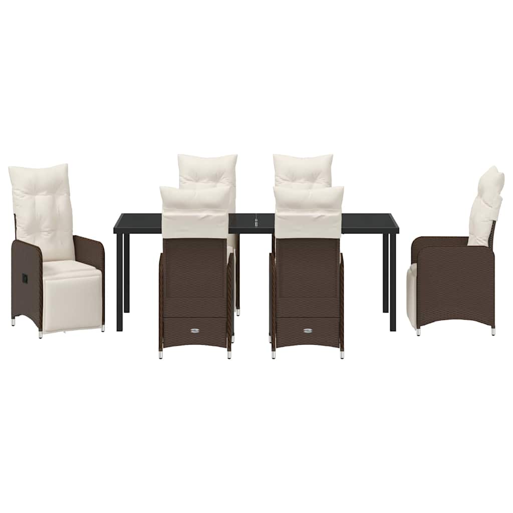 Tuin eettafelset 7 pcs Bruin poly rattan – afbeelding 7