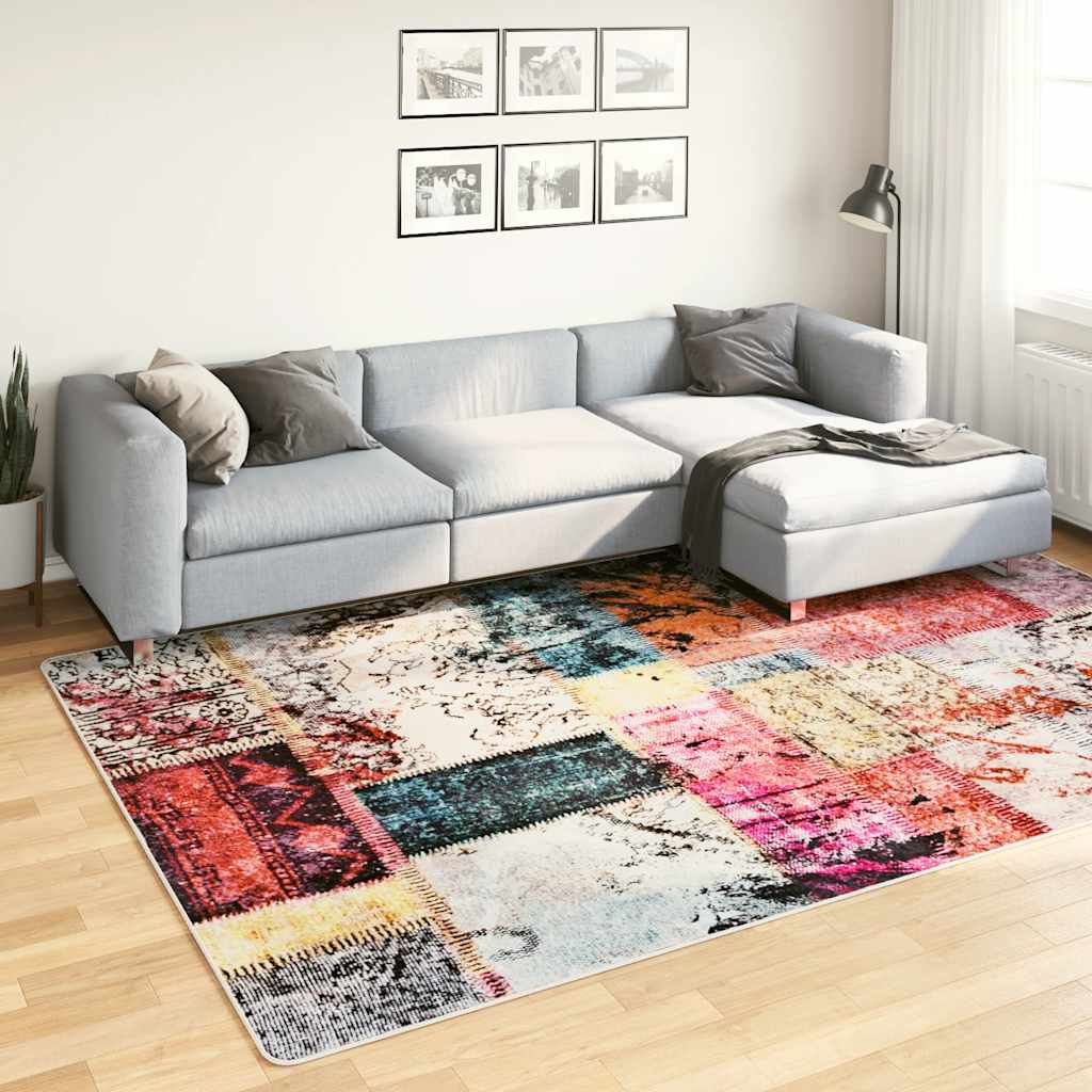 Vloerkleed wasbaar patchwork 190x300 cm meerkleurig
