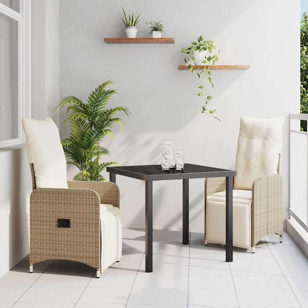 Tuin eettafelset 3 pcs Beige poly rattan – afbeelding 1