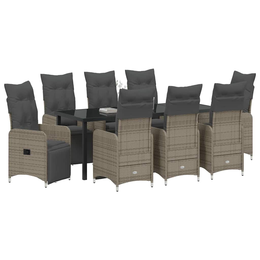 Tuin eettafelset 9 pcs Beige poly rattan – afbeelding 3
