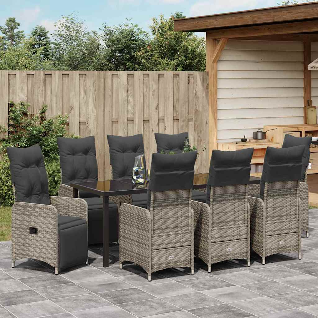 Tuin eettafelset 9 pcs Beige poly rattan – afbeelding 4