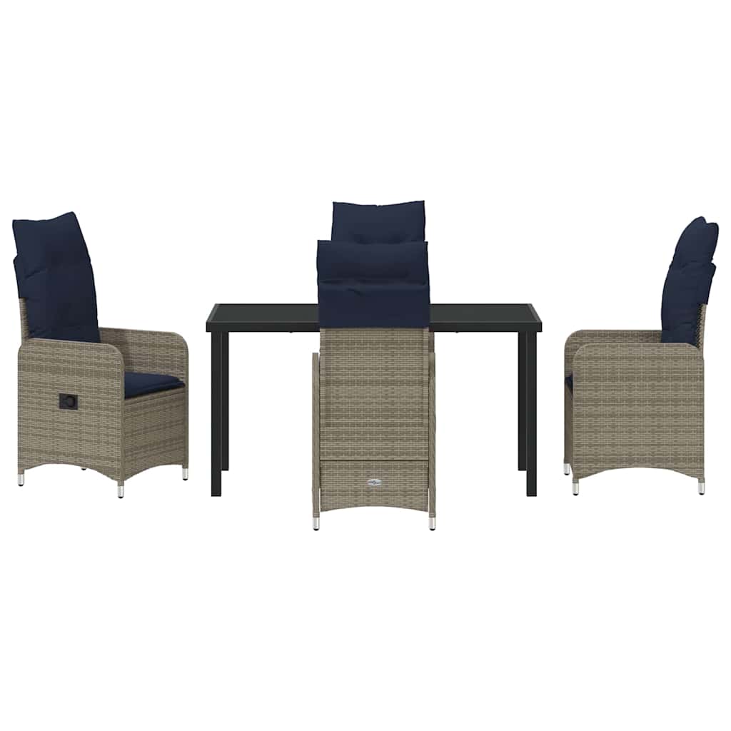 Tafel en stoelen set met kussen 5 pcs Grijs PE Rattan – afbeelding 7
