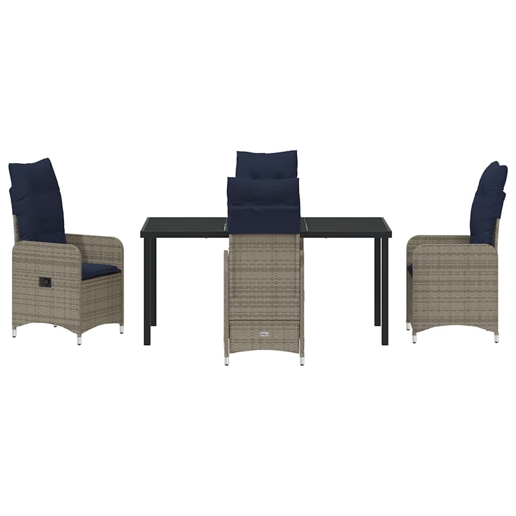 Tafel en stoelen set met kussen 5 pcs Grijs PE Rattan – afbeelding 7