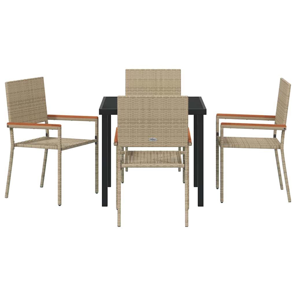 Tuin eettafelset met kussen 5 pcs Beige poly rattan – afbeelding 7