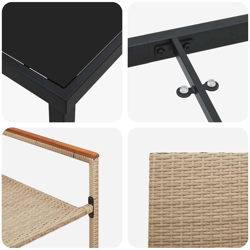 Tuin eettafelset met kussen 7 pcs Beige poly rattan – afbeelding 9