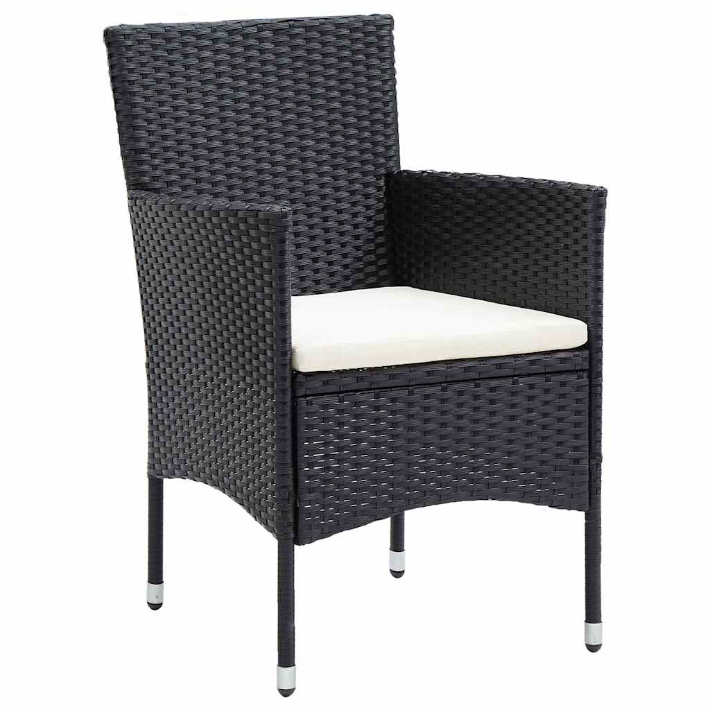 Tuin eettafelset met kussen 5 pcs Zwart poly rattan – afbeelding 6