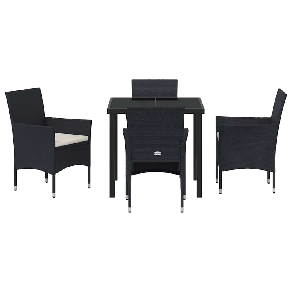 Tuin eettafelset met kussen 5 pcs Zwart poly rattan – afbeelding 7
