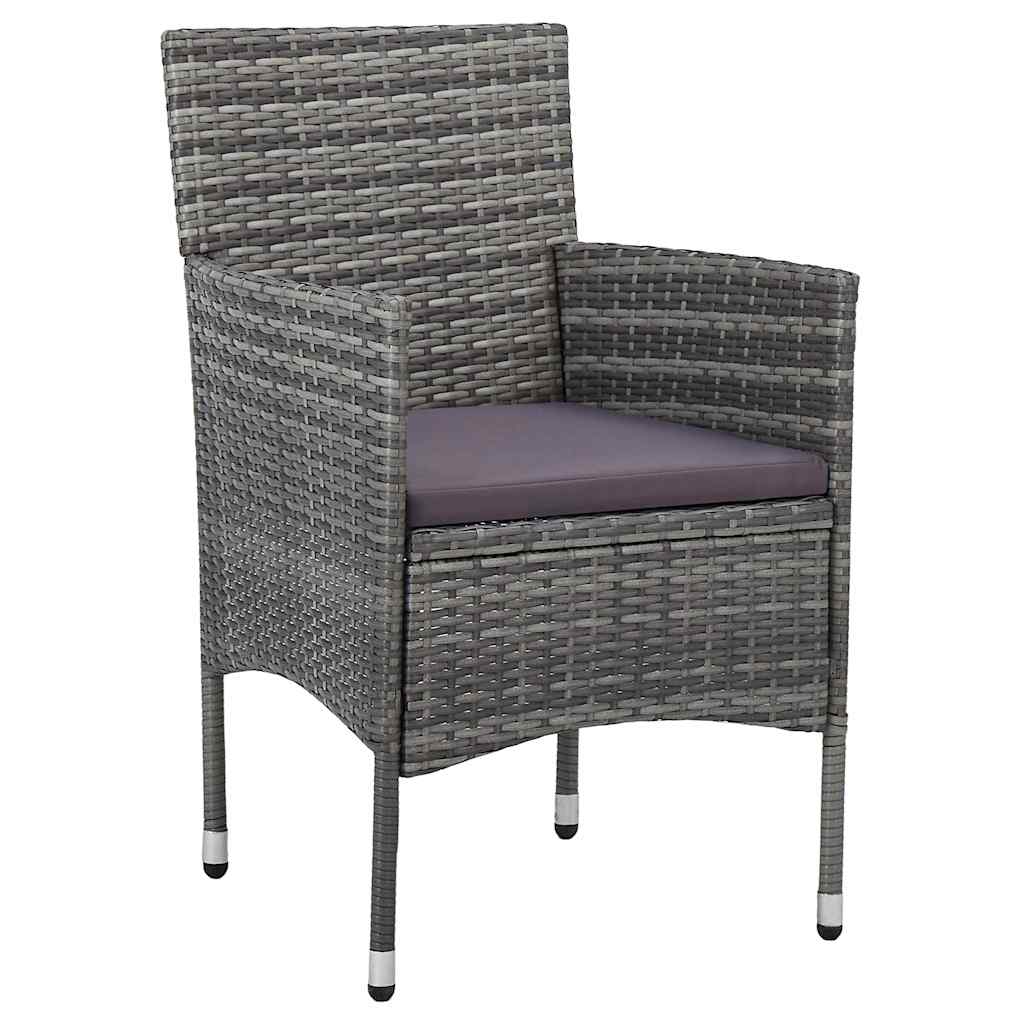 Tuin eettafelset met kussen 3 pcs Grijs poly rattan – afbeelding 6