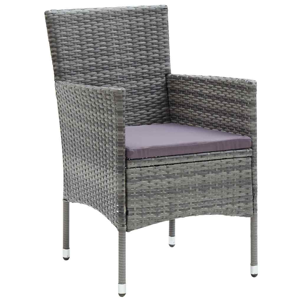 Tuin eettafelset met kussen 7 pcs Grijs poly rattan – afbeelding 6