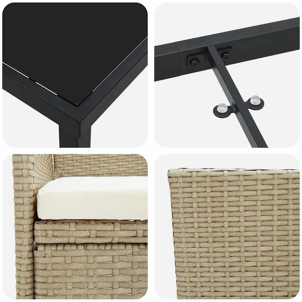Tuin eettafelset met kussen 5 pcs Beige poly rattan – afbeelding 9