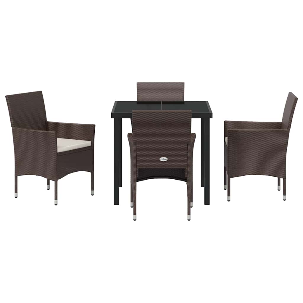 Tuin eettafelset met kussen 5 pcs Bruin poly rattan – afbeelding 7