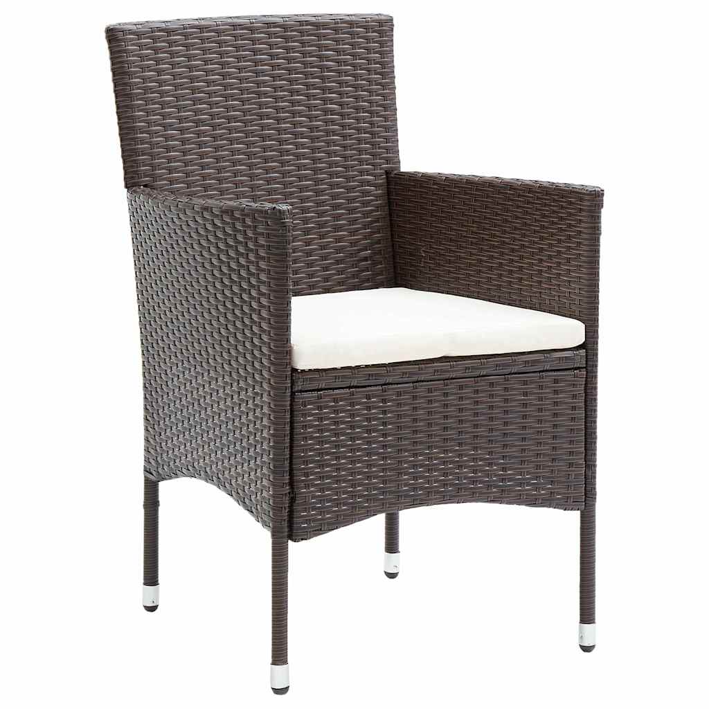 Tuin eettafelset met kussen 7 pcs Bruin poly rattan – afbeelding 6