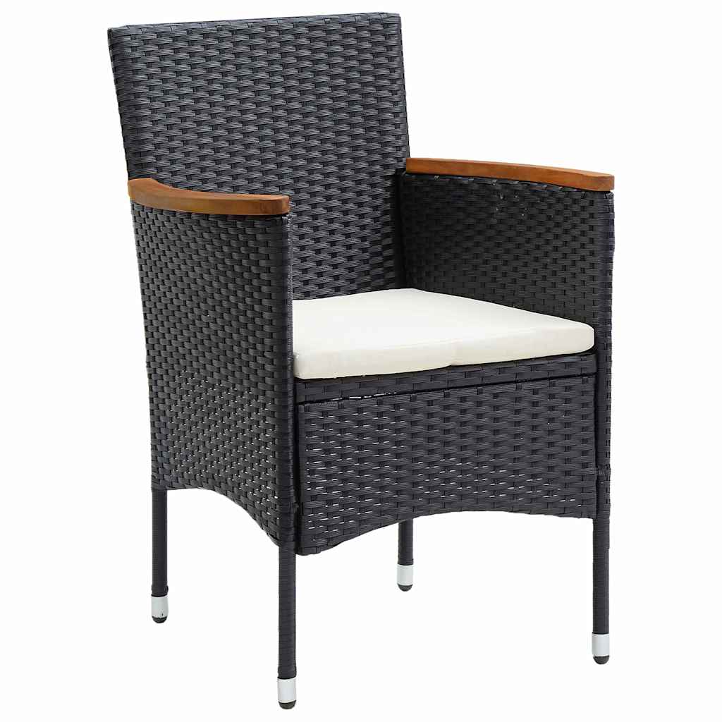 Tuin eettafelset met kussen 5 pcs Zwart poly rattan – afbeelding 6
