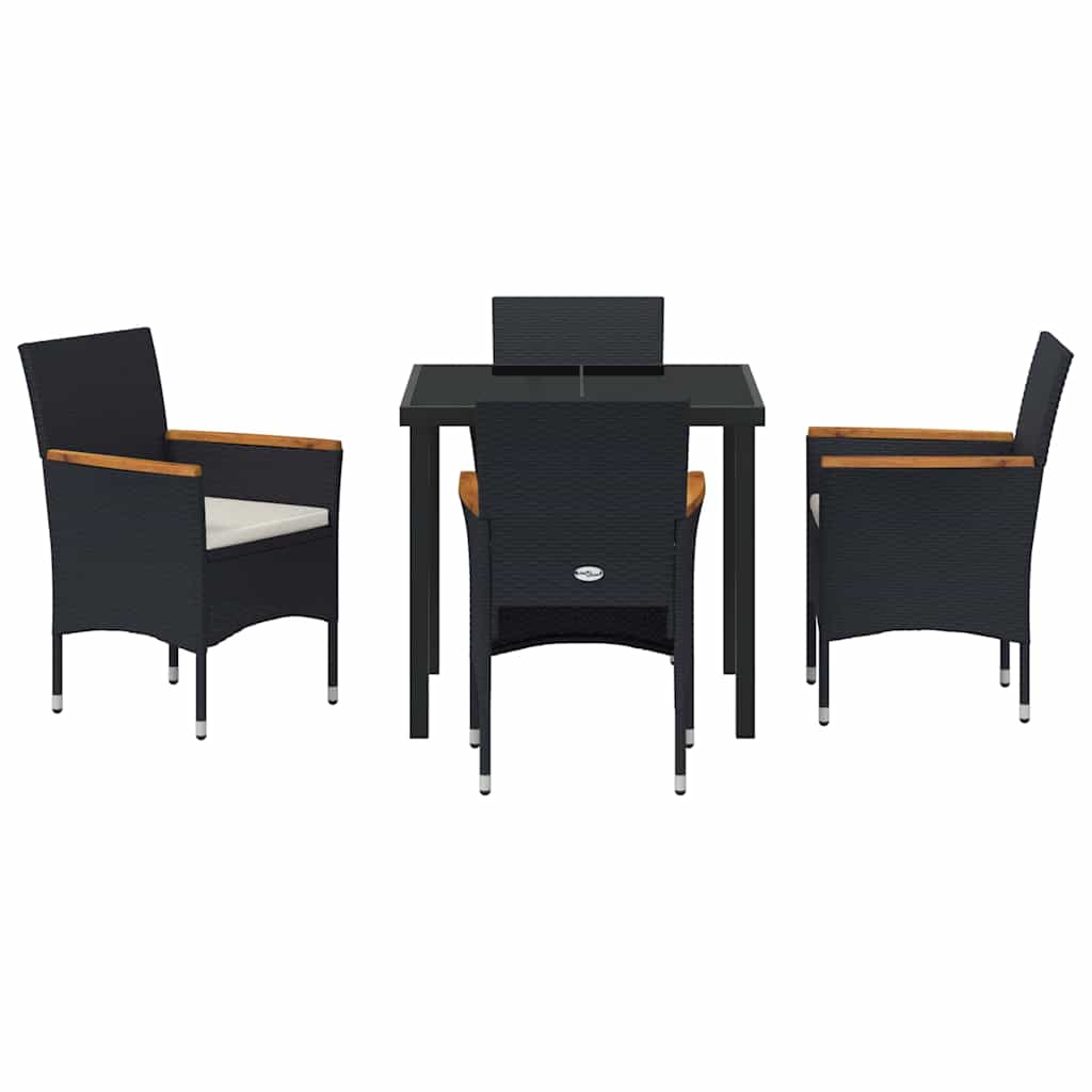 Tuin eettafelset met kussen 5 pcs Zwart poly rattan – afbeelding 7