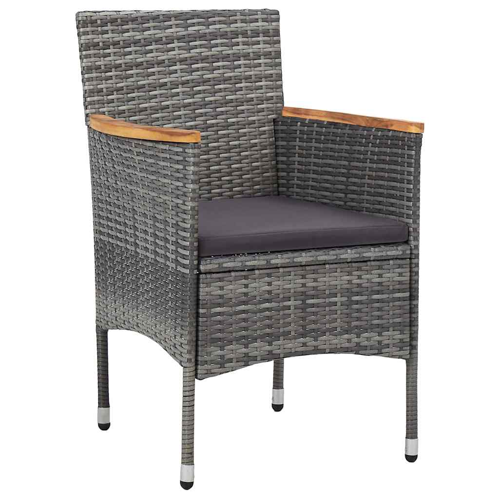 Tuin eettafelset met kussen 3 pcs Grijs poly rattan – afbeelding 6