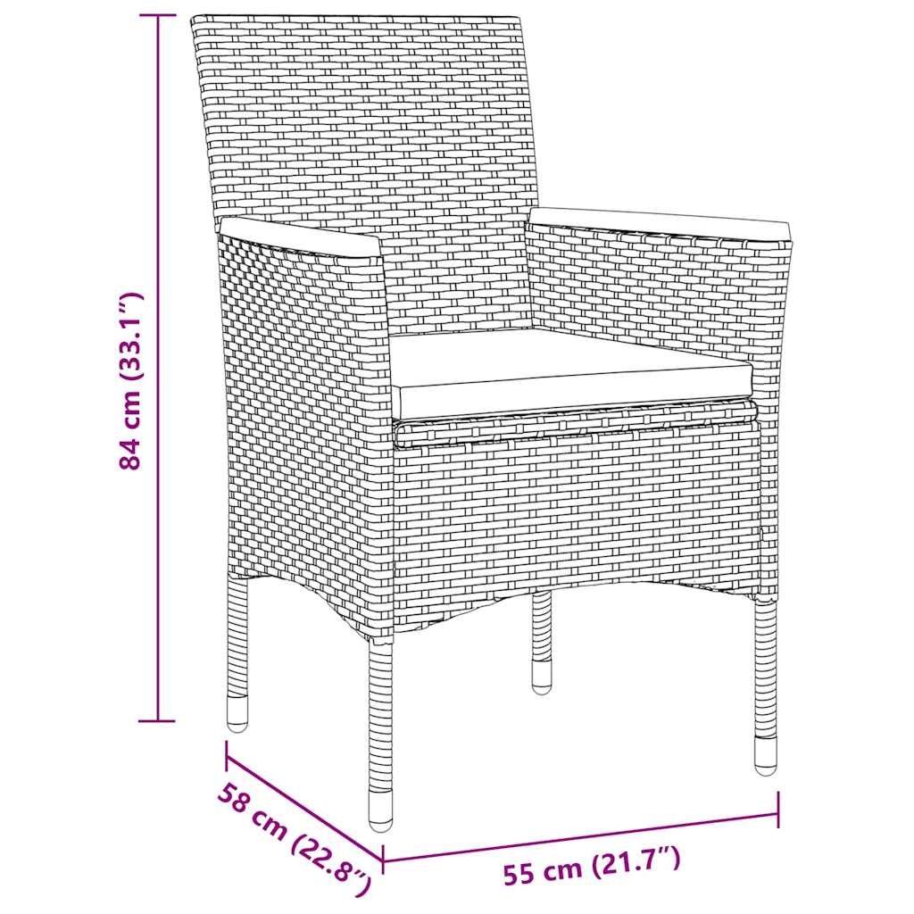 Tuin eettafelset met kussen 5 pcs Grijs poly rattan – afbeelding 10
