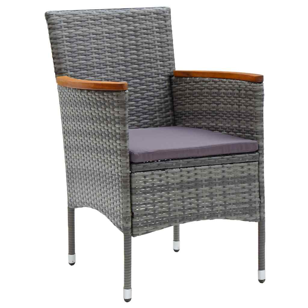 Tuin eettafelset met kussen 9 pcs Grijs poly rattan – afbeelding 6