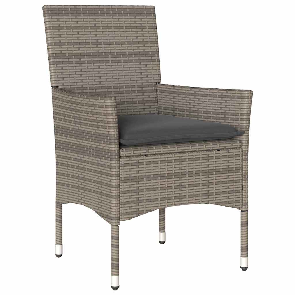 Tuin eettafelset met kussen 5 pcs Grijs poly rattan – afbeelding 6