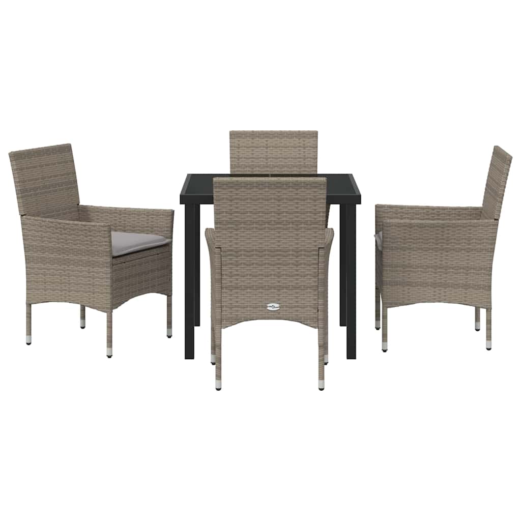 Tuin eettafelset met kussen 5 pcs Grijs poly rattan – afbeelding 7