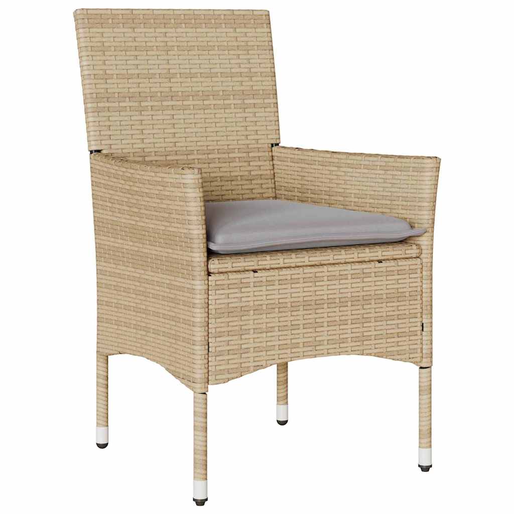Tuin eettafelset met kussen 9 pcs Beige poly rattan – afbeelding 6