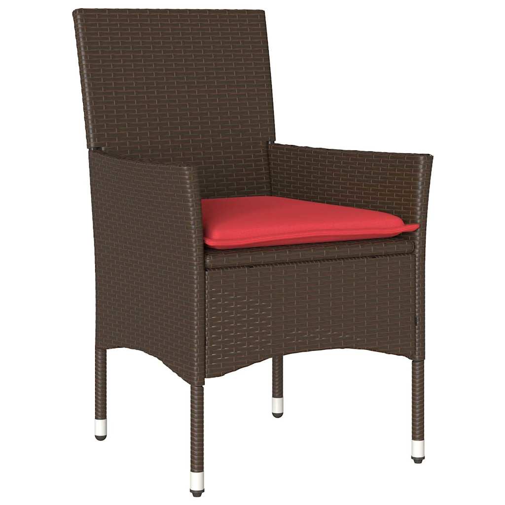 Tafel en stoelen set met kussen 7 pcs Bruin PE Rattan – afbeelding 6