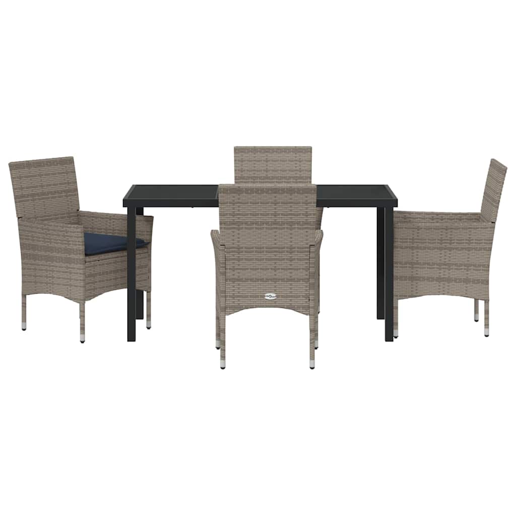 Tafel en stoelen set met kussen 5 pcs Grijs PE Rattan – afbeelding 7
