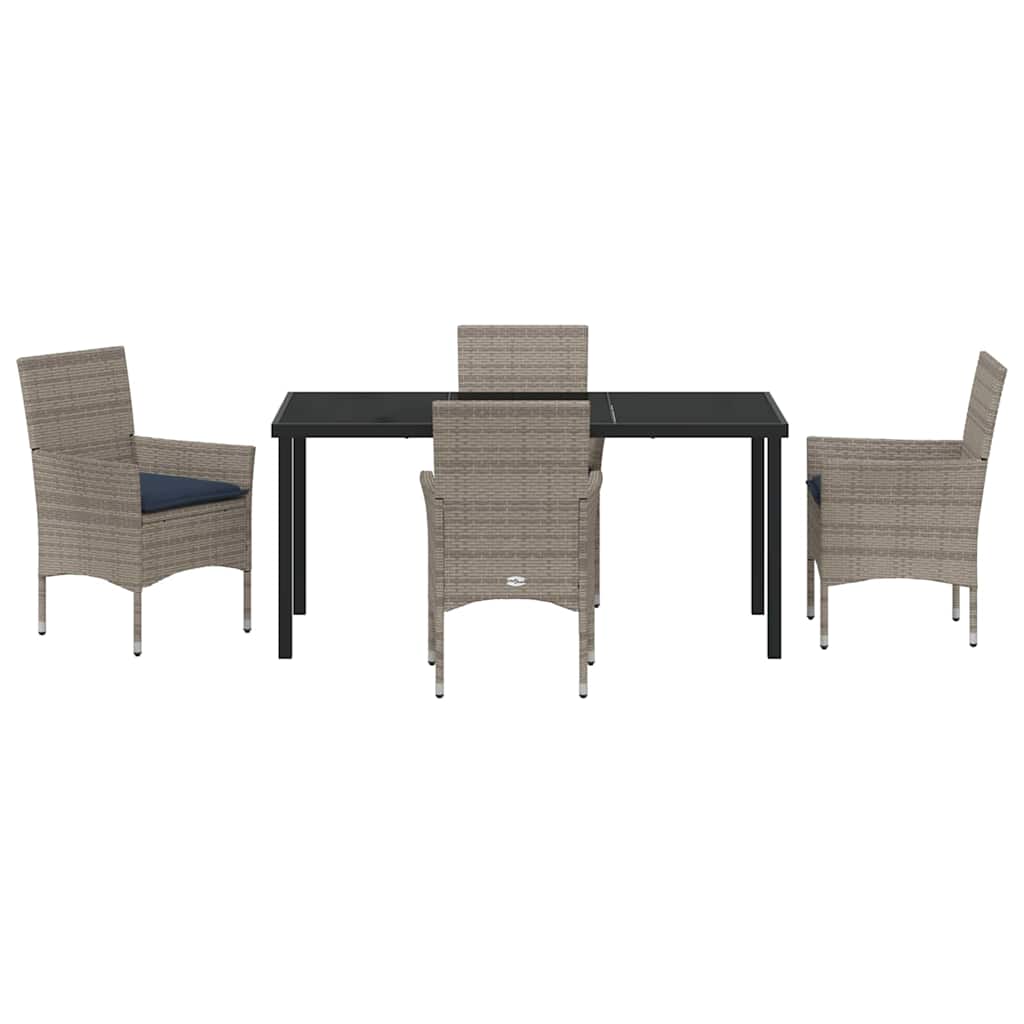 Tafel en stoelen set met kussen 5 pcs Grijs PE Rattan – afbeelding 7
