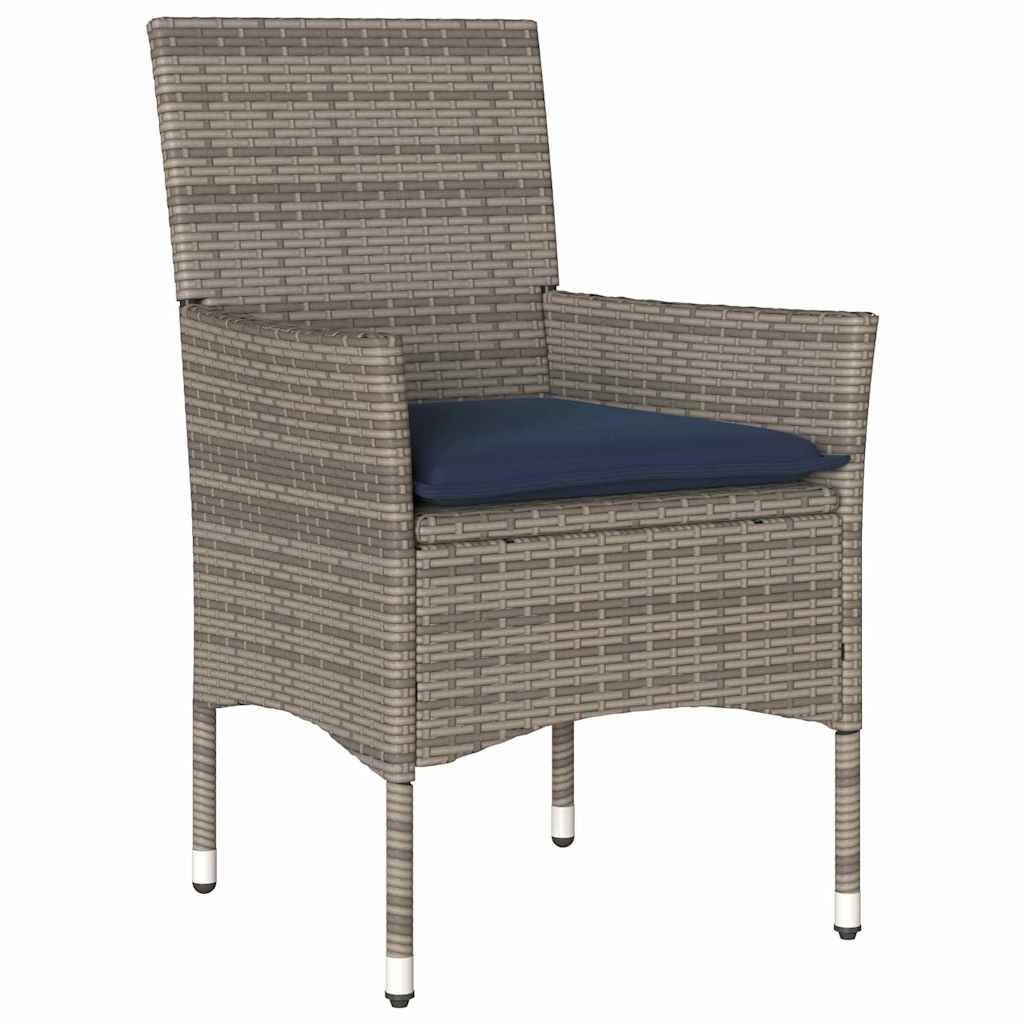 Tafel en stoelen set met kussen 9 pcs Grijs PE Rattan – afbeelding 6