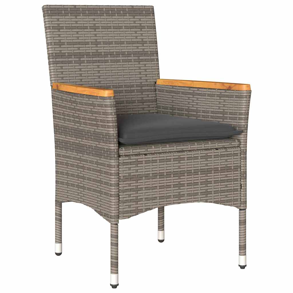Tuin eettafelset met kussen 9 pcs Grijs poly rattan – afbeelding 6