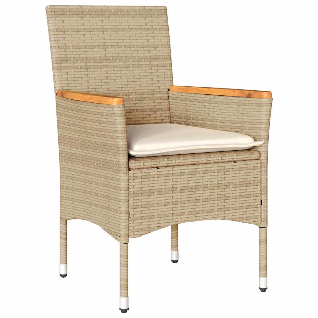 Tuin eettafelset met kussen 3 pcs Beige poly rattan – afbeelding 6