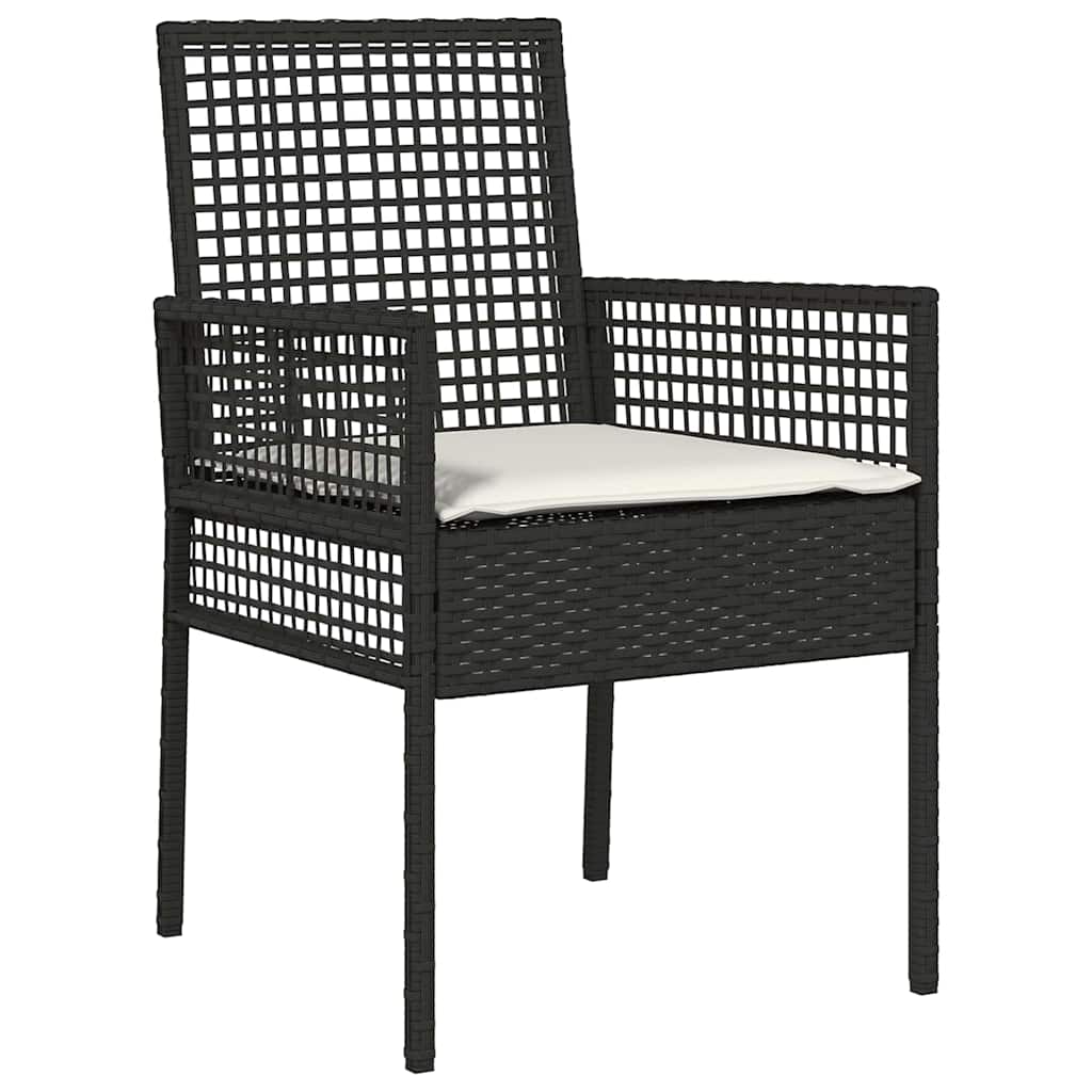 Tuin eettafelset met kussen 3 pcs Zwart poly rattan – afbeelding 6