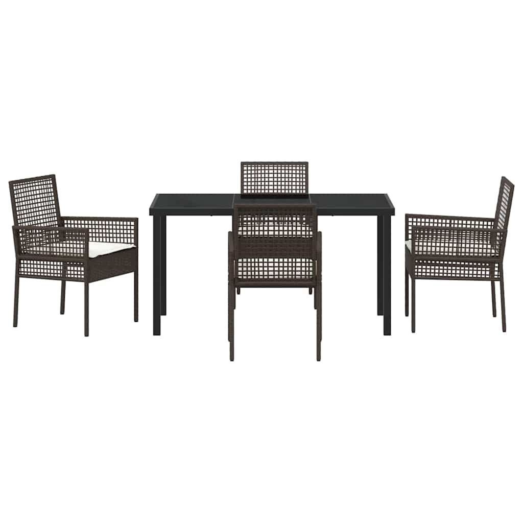Tuin eettafelset met kussen 5 pcs Bruin poly rattan – afbeelding 7
