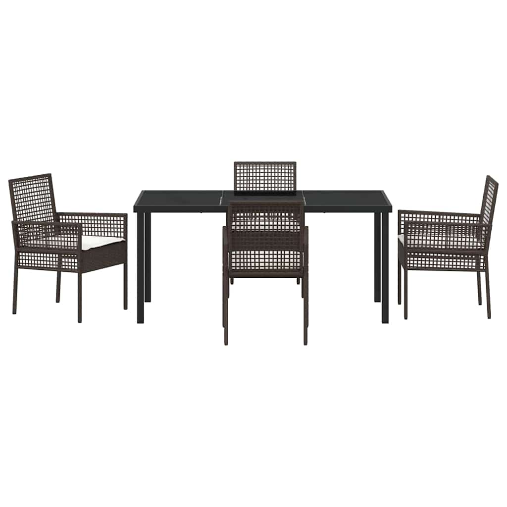 Tuin eettafelset met kussen 5 pcs Bruin poly rattan – afbeelding 7