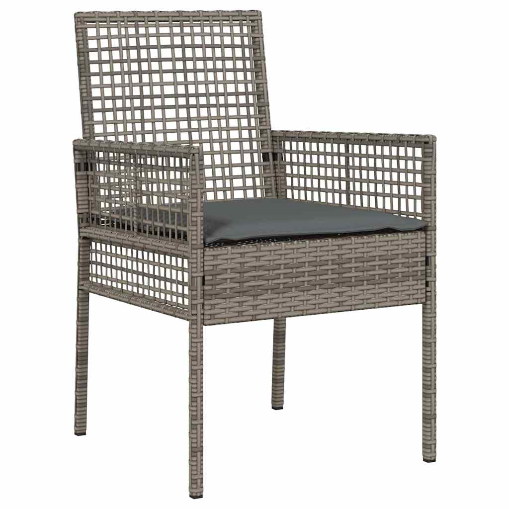 Tuin eettafelset met kussen 5 pcs Grijs poly rattan – afbeelding 6