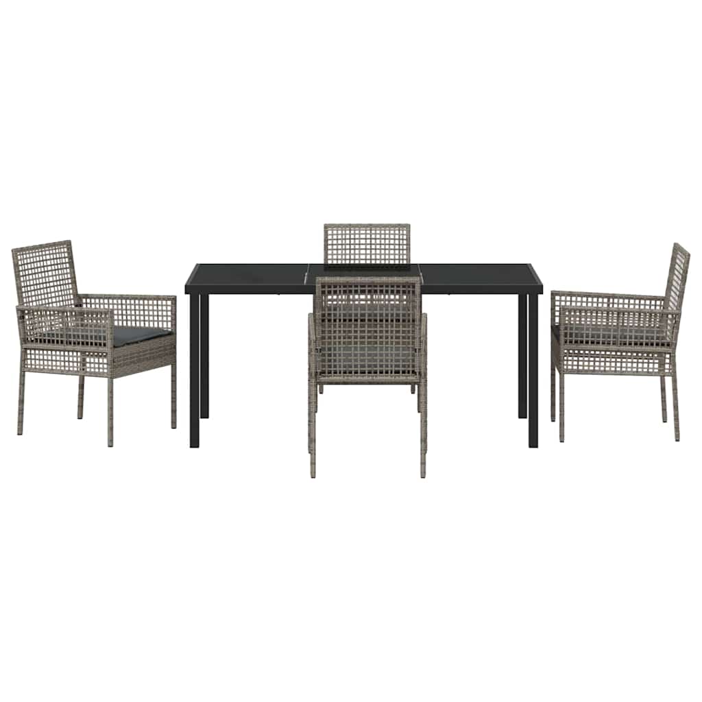 Tuin eettafelset met kussen 5 pcs Grijs poly rattan – afbeelding 7