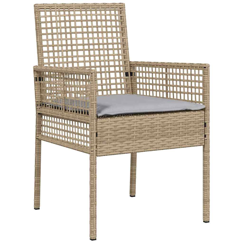 Tuin eettafelset met kussen 3 pcs Beige poly rattan – afbeelding 6