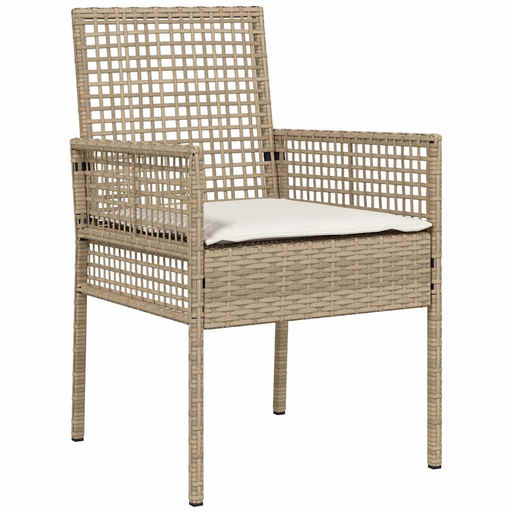 Tuin eettafelset met kussen 7 pcs Beige poly rattan – afbeelding 6