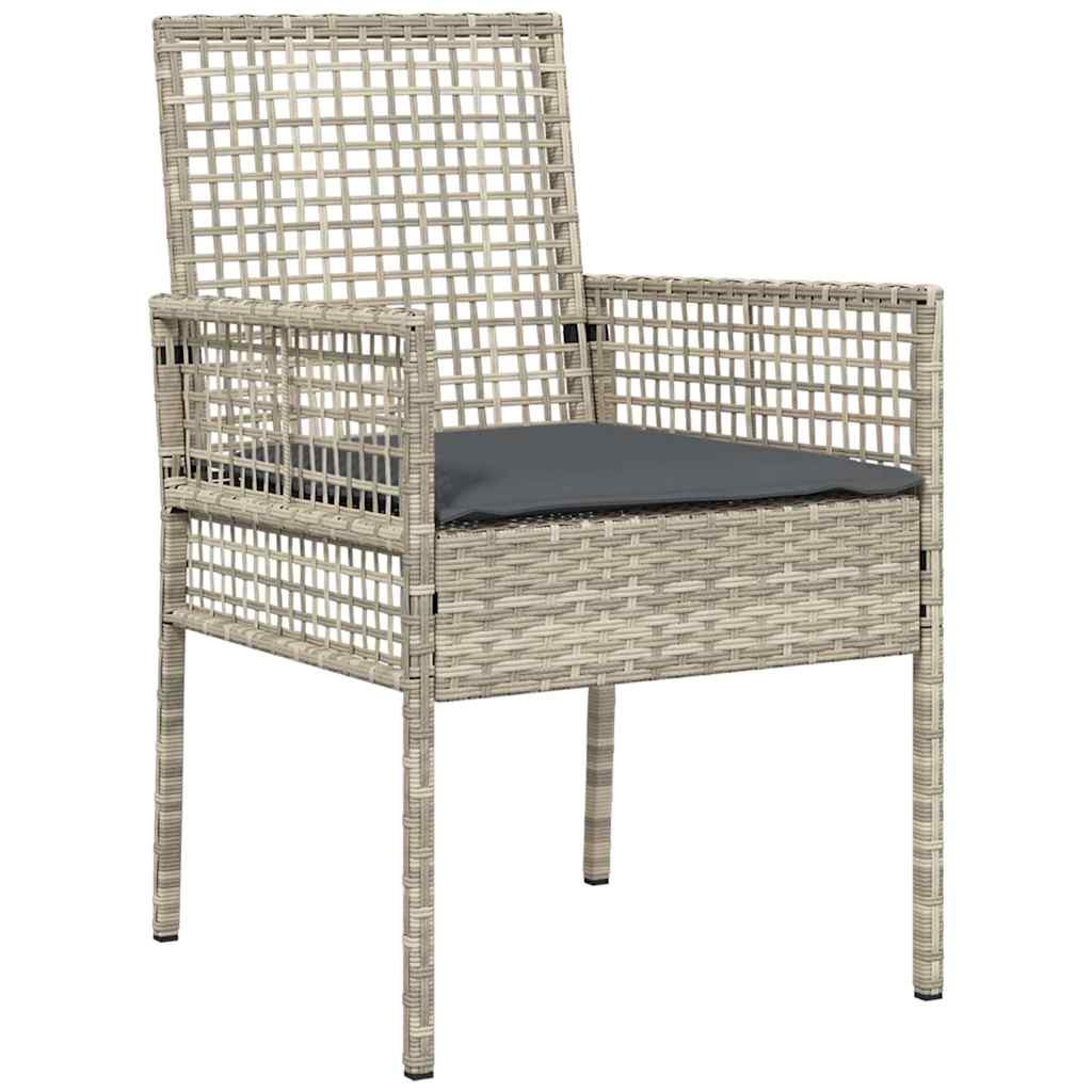 Tuin eettafelset met kussen 5 pcs Lichtgrijs poly rattan – afbeelding 6