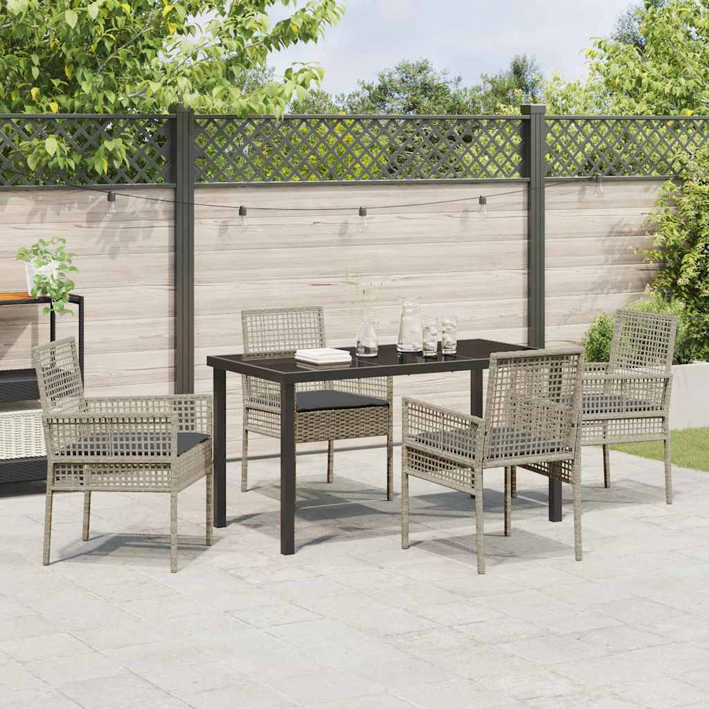 Tuin eettafelset met kussen 5 pcs Lichtgrijs poly rattan – afbeelding 4