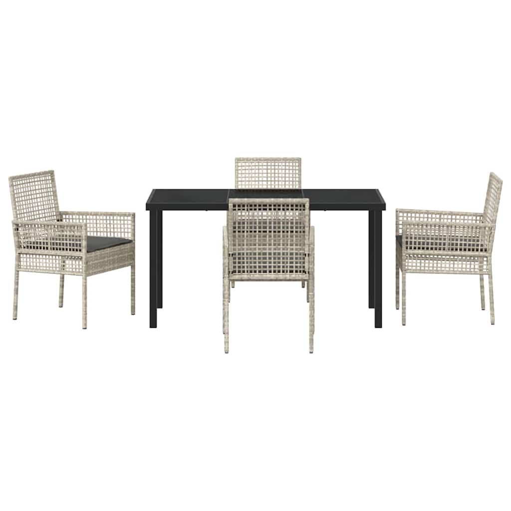 Tuin eettafelset met kussen 5 pcs Lichtgrijs poly rattan – afbeelding 7