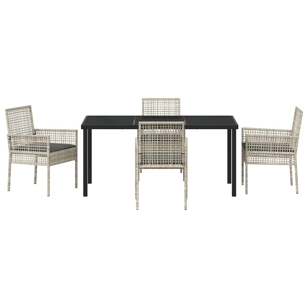 Tuin eettafelset met kussen 5 pcs Lichtgrijs poly rattan – afbeelding 7