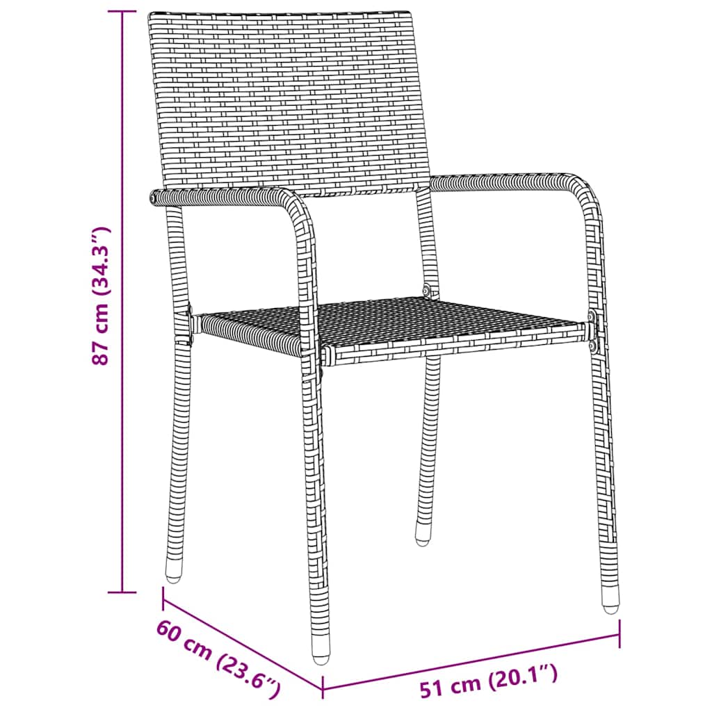 Tuin eettafelset met kussen 3 pcs Grijs poly rattan – afbeelding 10