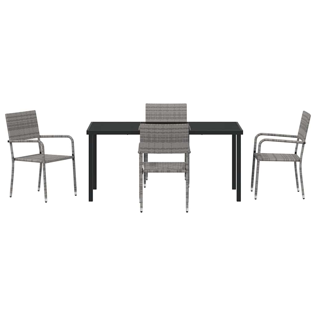 Tuin eettafelset met kussen 5 pcs Grijs poly rattan – afbeelding 7